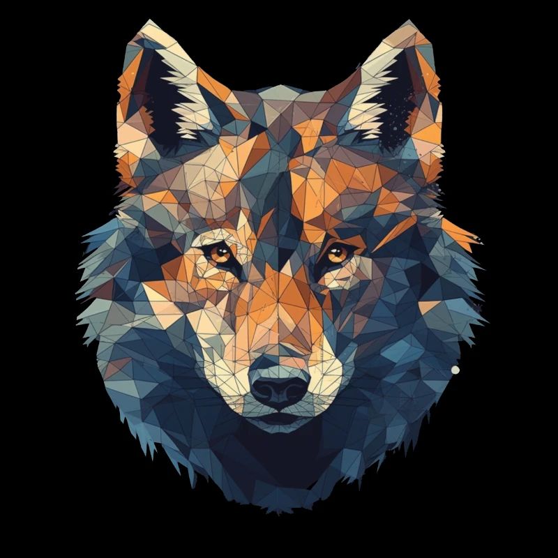 Tête de loup géométrique en aspect triangle