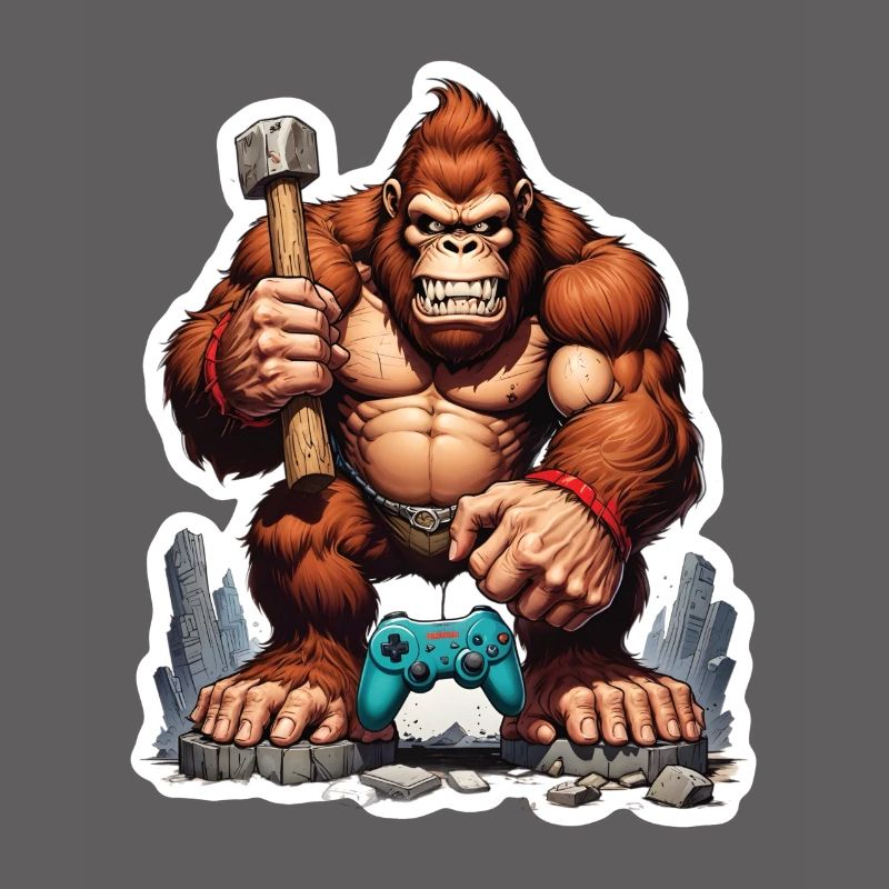 Retro Gamer Gorilla with Controller Console Games