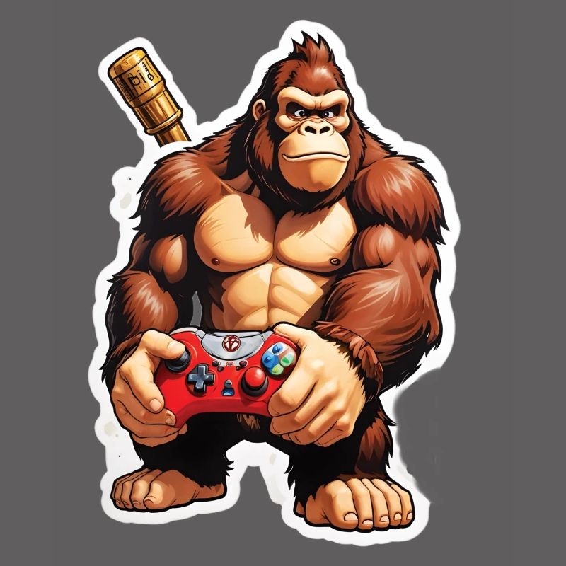 Retro Gamer Gorilla with Controller Console Games