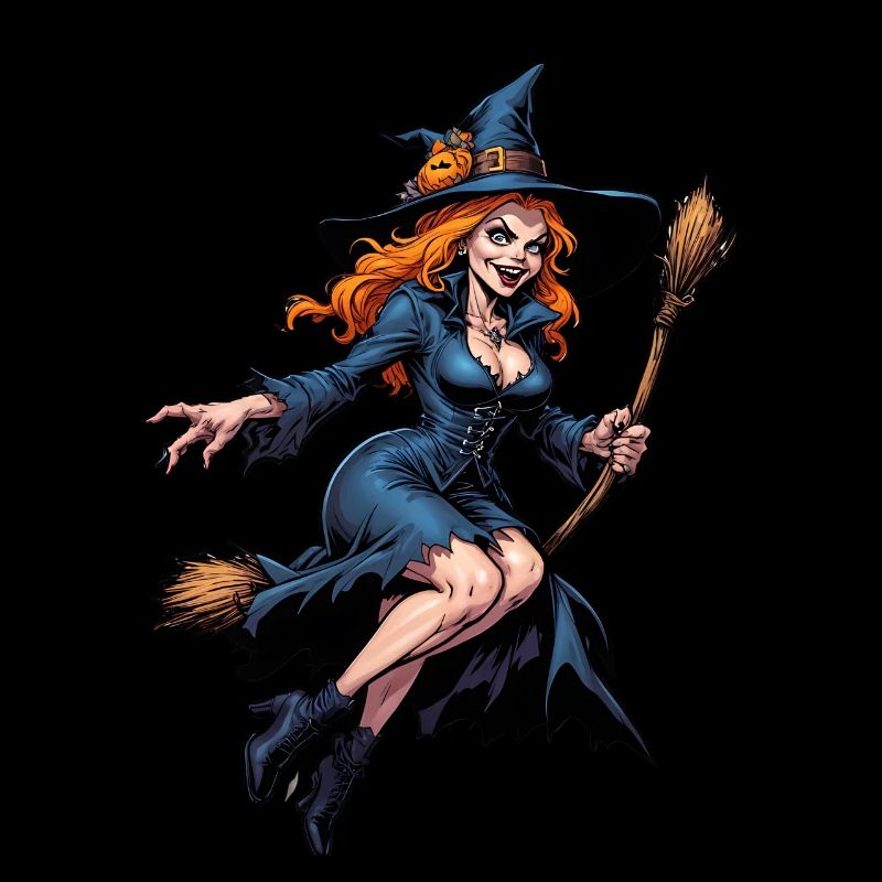 Halloween Witch With Pumpkin Illustration