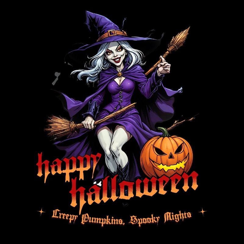 Halloween Witch With Pumpkin Illustration