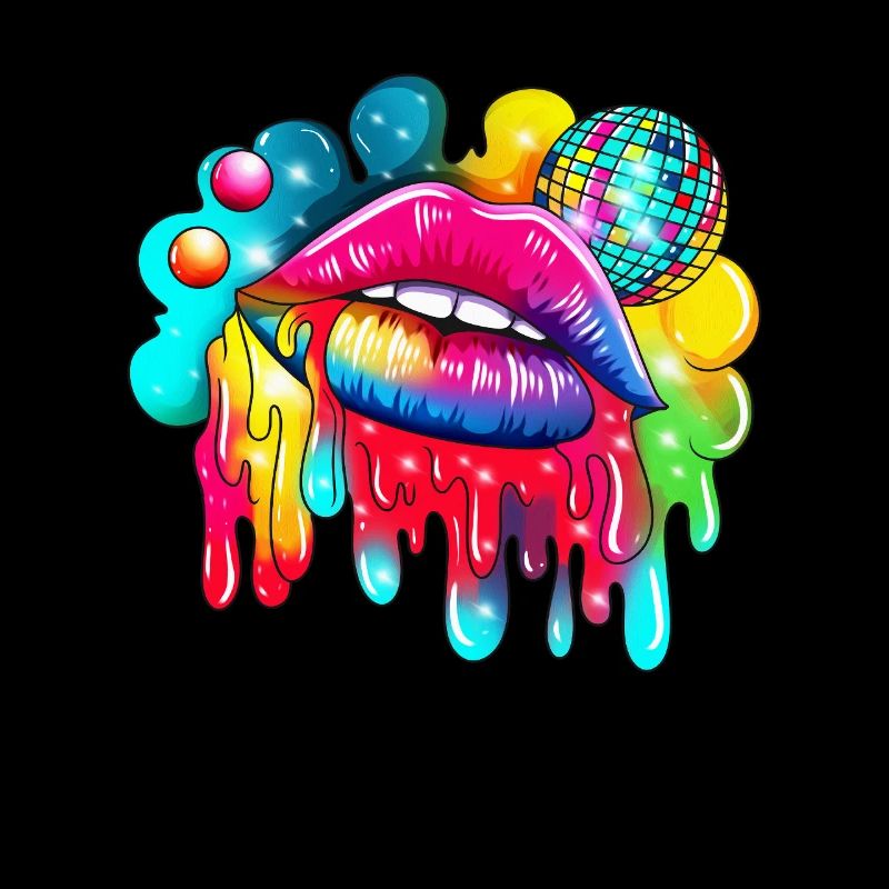 Boule disco et lèvres arc-en-ciel bouche Design graphique