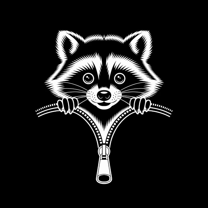 Vilain raton laveur regardant par la fermeture éclair 🦝