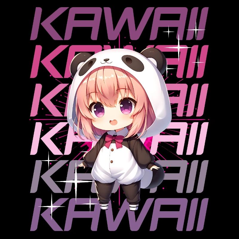 Kawaii Chibi Anime Mädchen im Panda Kostüm