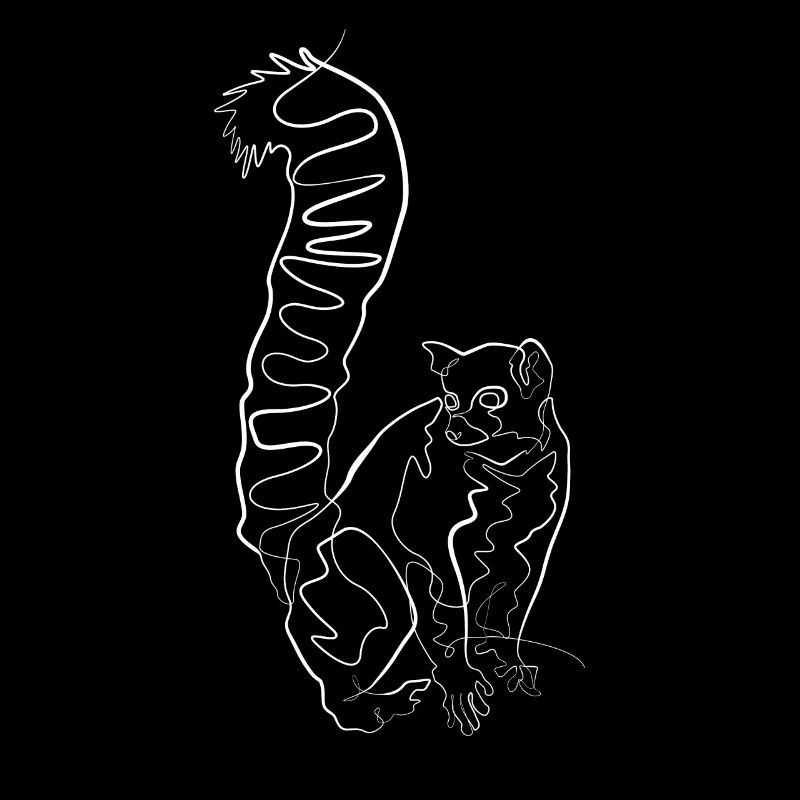 Lemur Madagaskar - one line drawing
