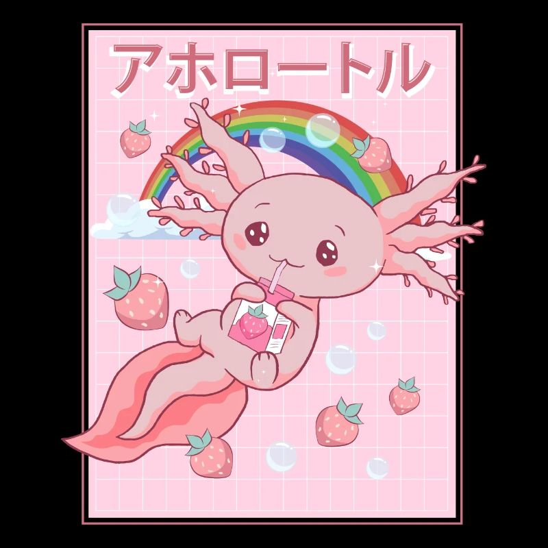 Kawaii Axolotl Erdbeermilch