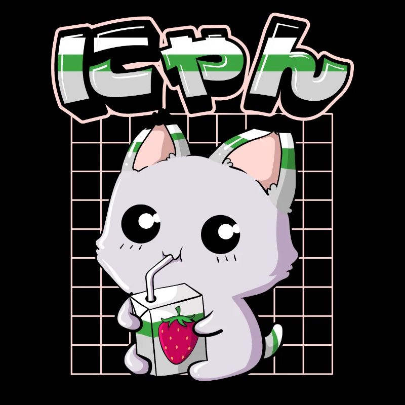 Demiromantischer Stolz Kawaii Katze Erdbeermilch