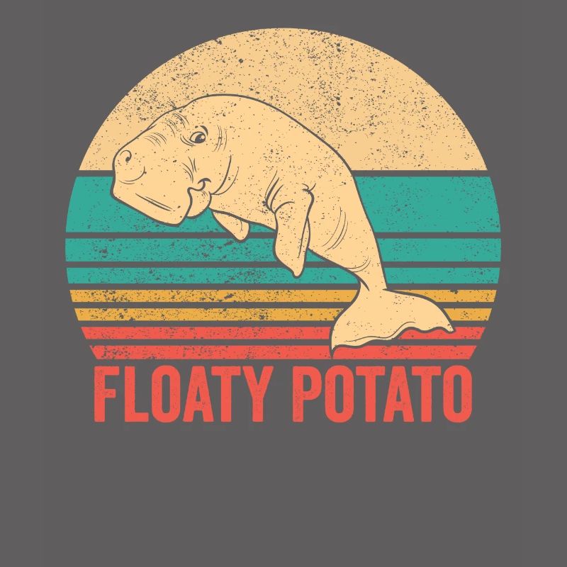 Funny Manatee Floaty Potato Retro