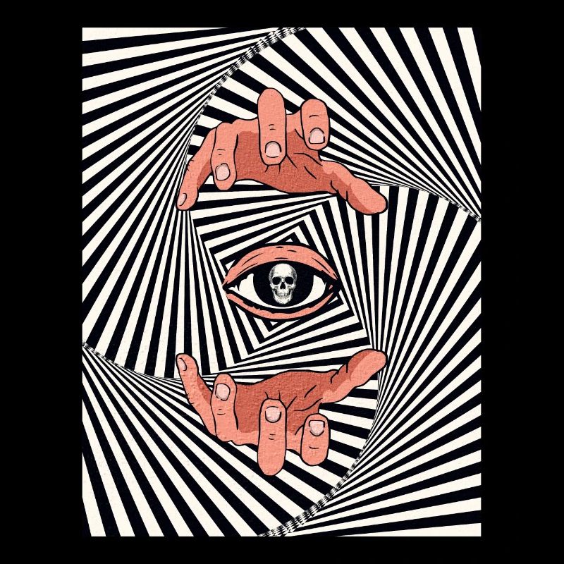 Weirdcore Aesthetic Optical Illusion Skull