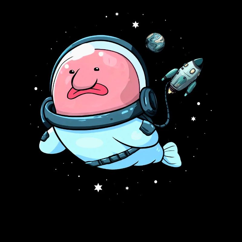Drôle Blob Poisson Astronaute De L’espace