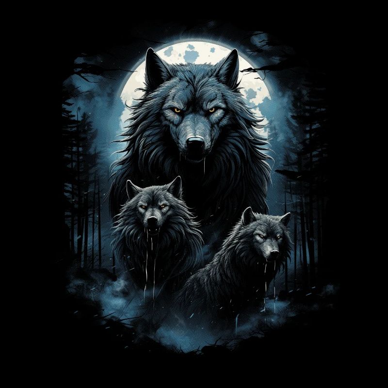 Dunkle Kunst Wolf Wald Mythisch