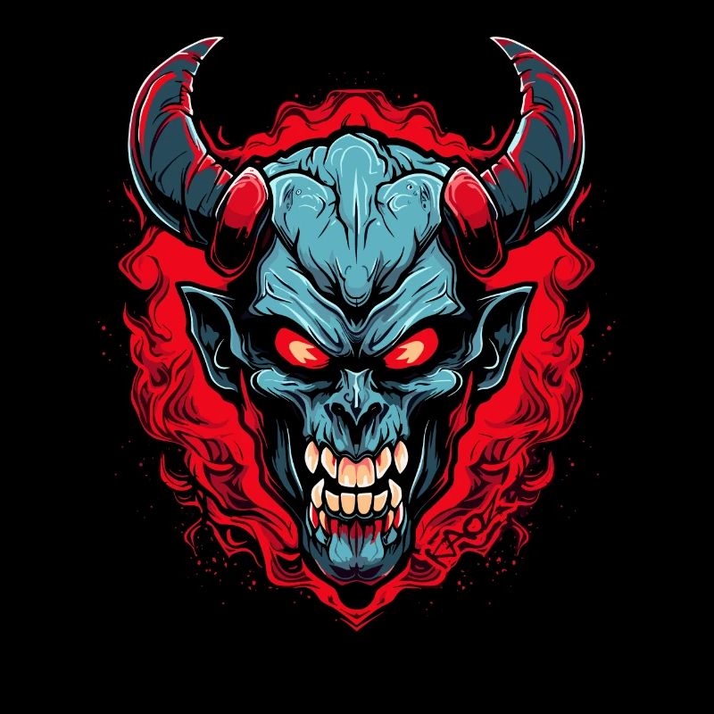 Mittelalterliche Flammen und Teufel oder Dämon