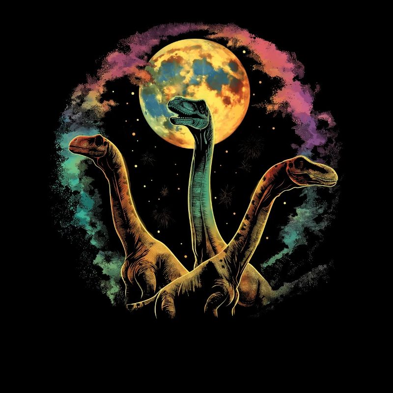 Brachiosaurus Dinosaur Howling Moon