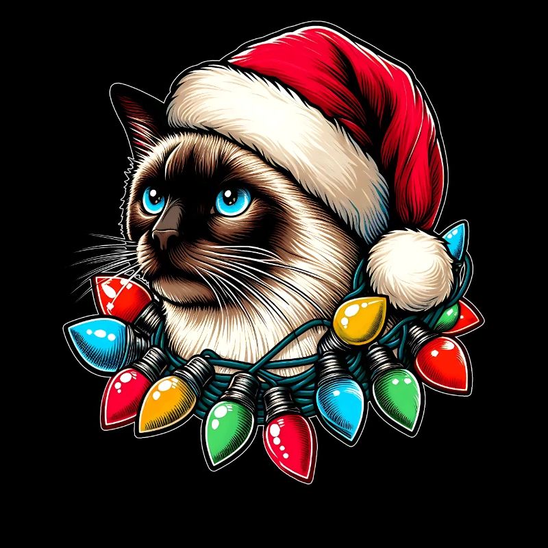 Siamese Cat Christmas Hat Xmas