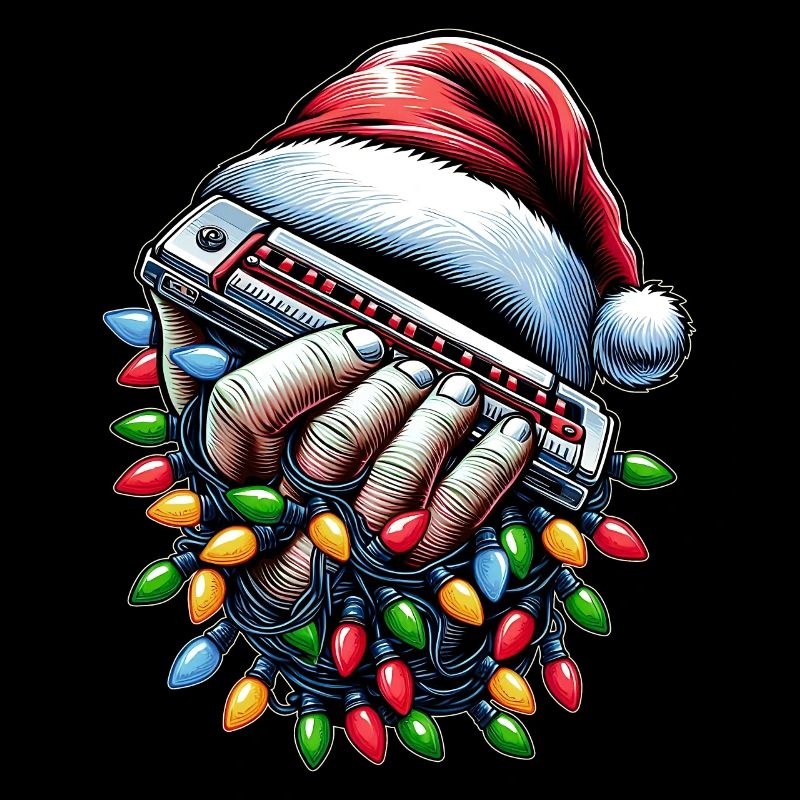 Harmonica Harmonica Player Santa Hat