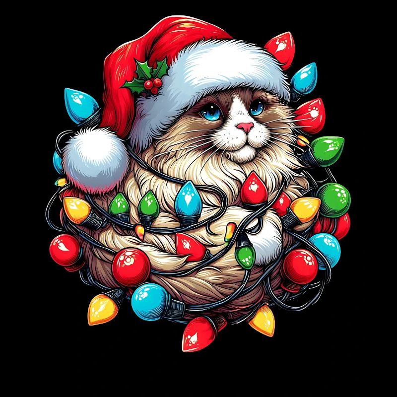 Ragdoll Chat Chapeau de Noël Noël