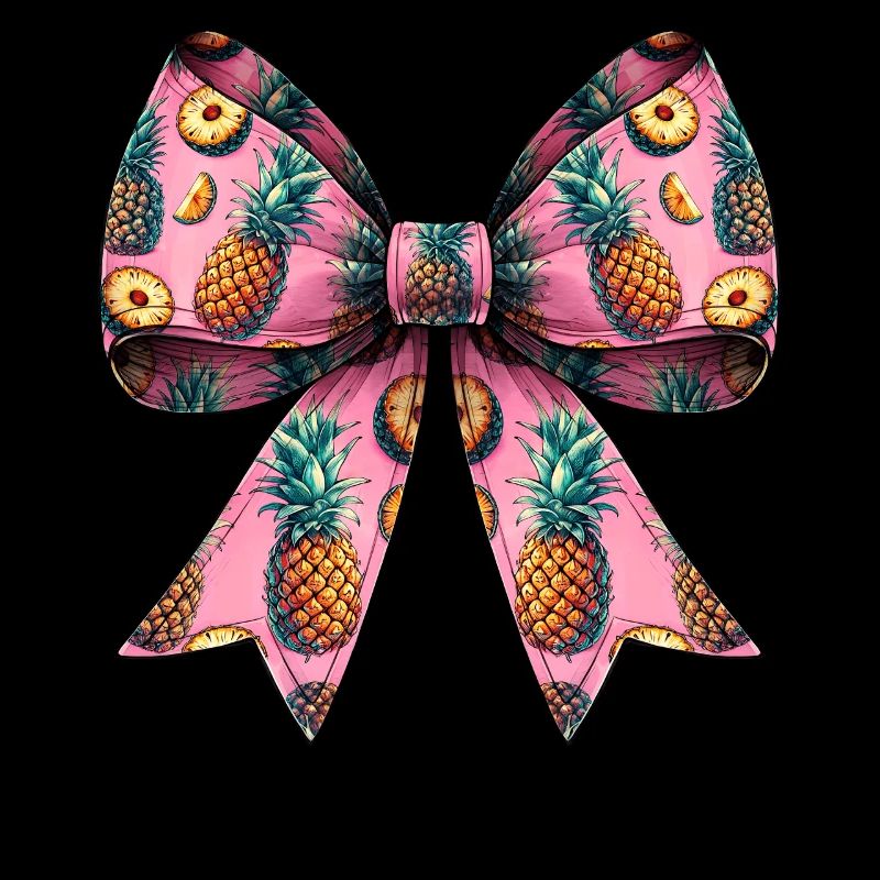 Coquette Bow Pineapple Pattern Hawaiian Pink