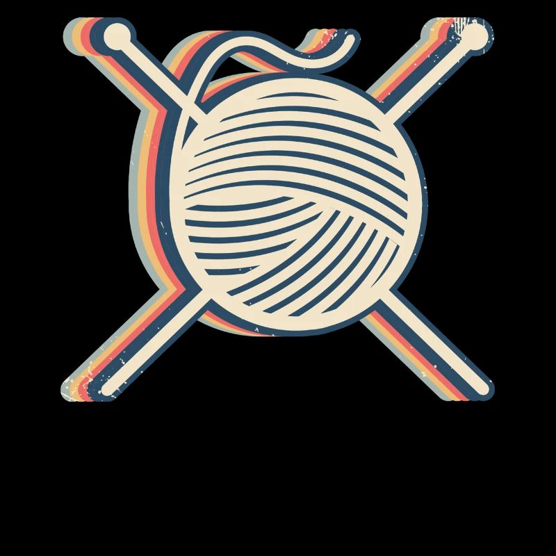 Stricken Stricker häkeln Garn Retro Line Art