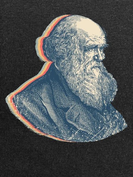 Charles Darwin Evolutionstheorie Retro-Linienkunst