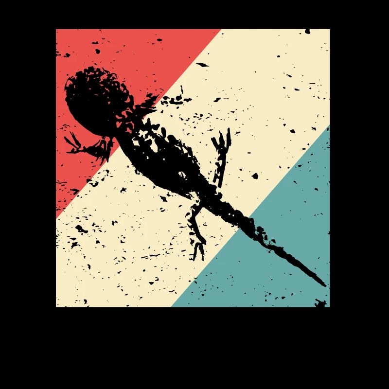 Salamander gecko retro style