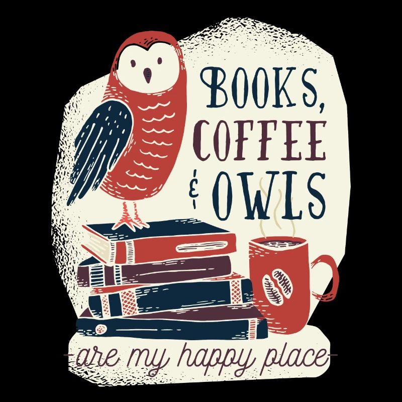 Die buch eule mit Kaffee