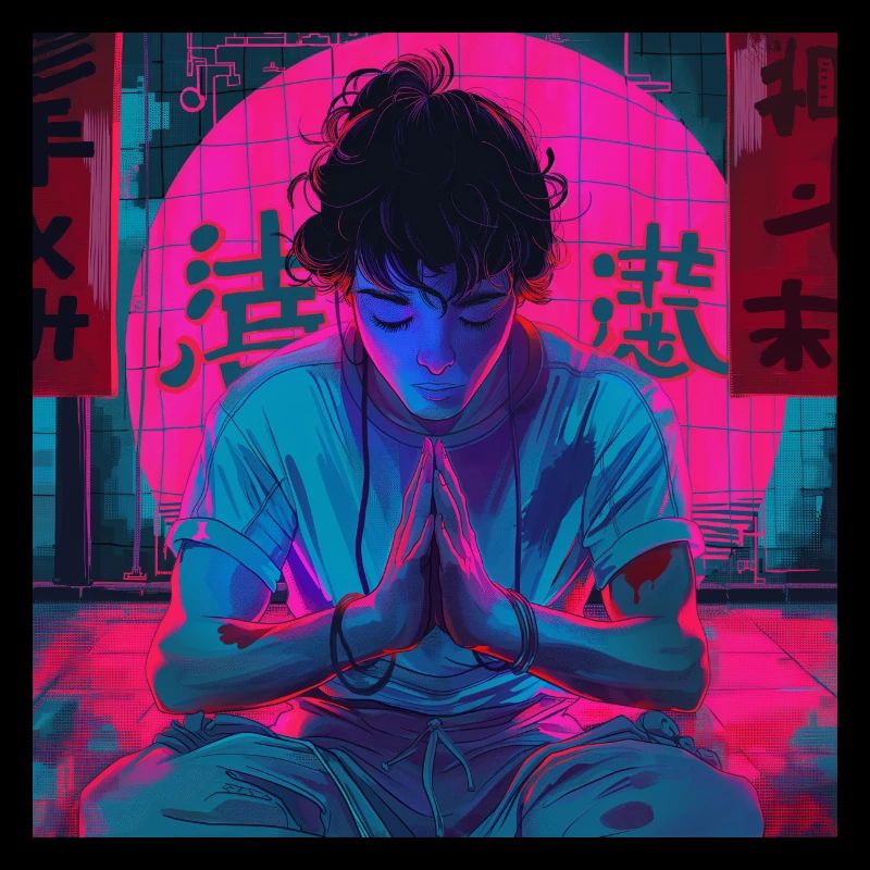 Années 80 Anime Guy Calmant Impression de mode de haute qualité