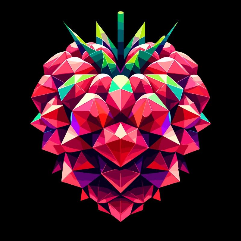 Geometric Raspberry: Vivid Low-Poly Artwork