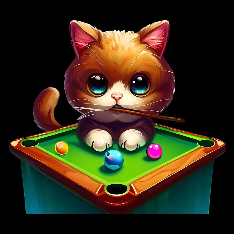 Chat à la table de billard