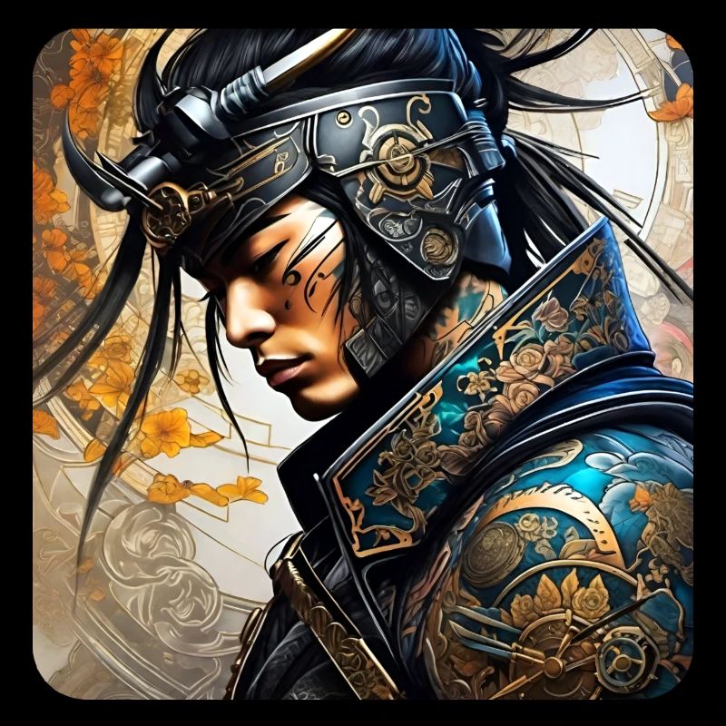 Stolzer Samurai mit Tattoo Japan Asia Ninja Kendo