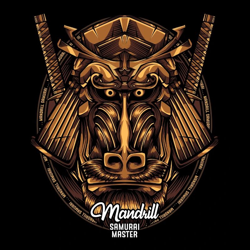 Mandrill Samurai Monkeys Wildlife Creative Gift