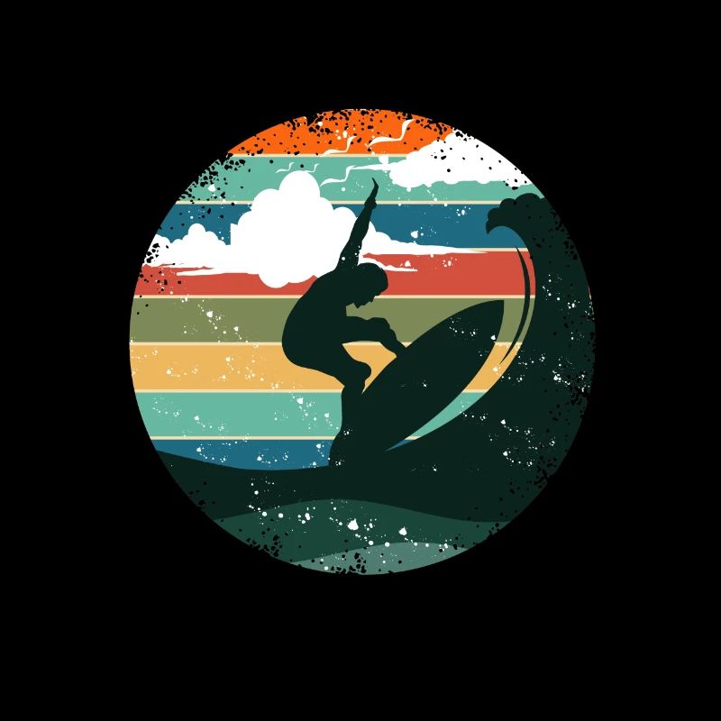Surfing Surfer Beach Vintage Waves Retro