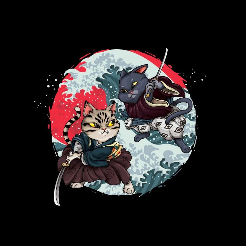 Samurai Katzen Kendo Ninja Japan Katana Sinobi Geschenk