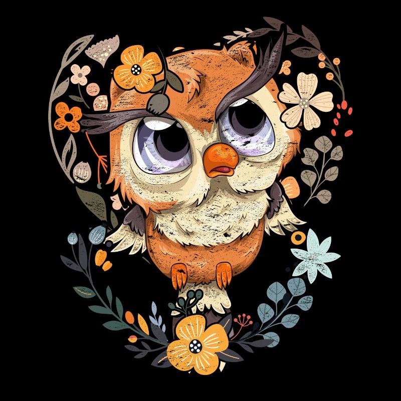 Hübsche Blumen Weiser Vogel Geschenk Süßes Eule