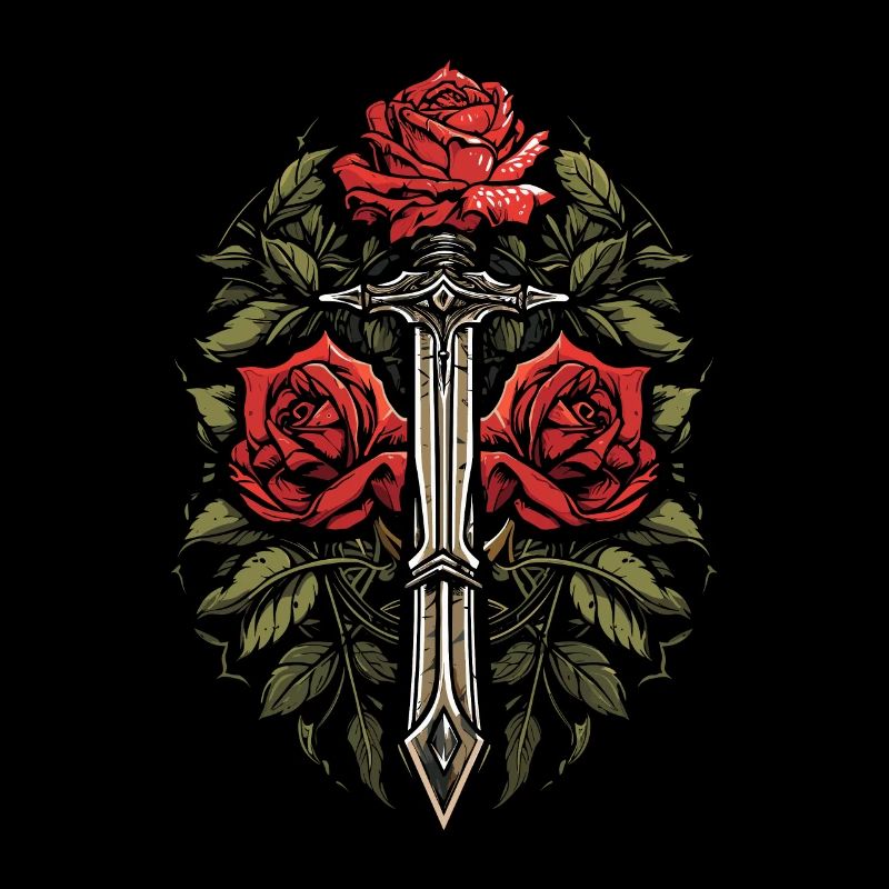 Rote Rose Goth Schwert