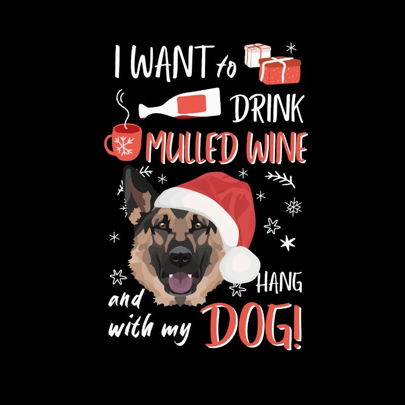 German Shepherd Mulled Wine Christmas
