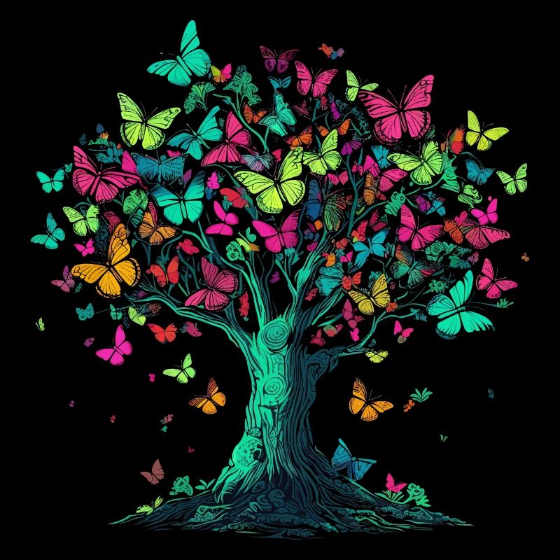 Butterfly Tree Nature Predator Insect