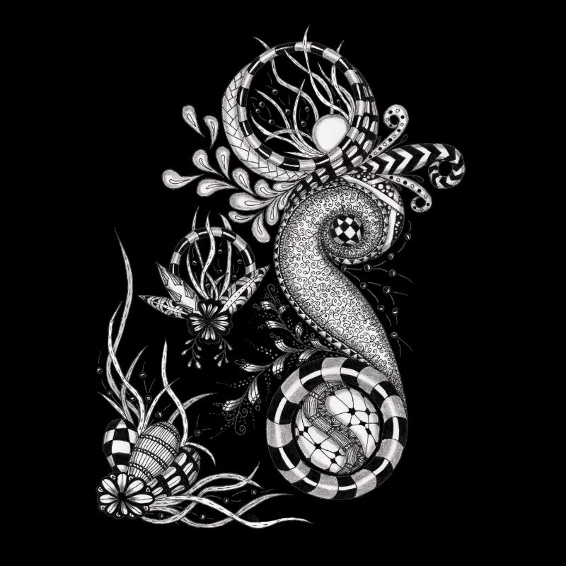 Floral Tangle Drawing