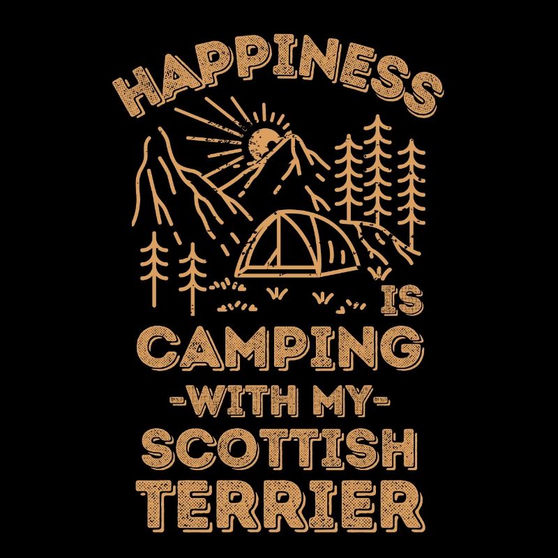 Camping mit schottischem Terrier