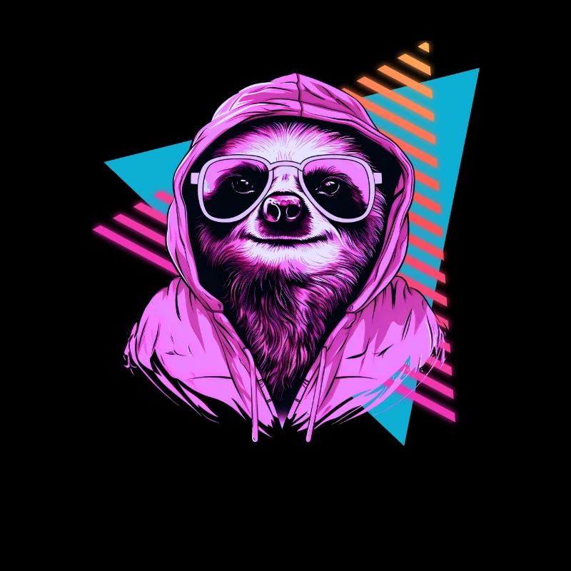 Sloth with sunglasses 80s style