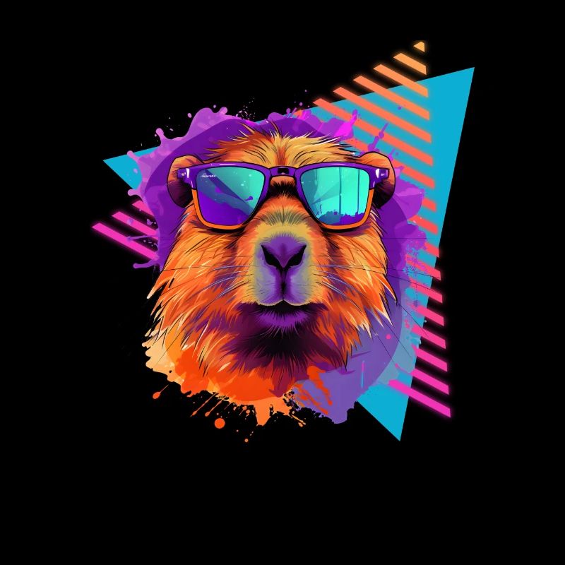 Capybara avec lunettes de soleil style années 80