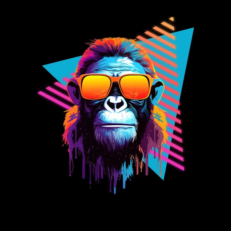 Chimpanzee with sunglasses 80s style