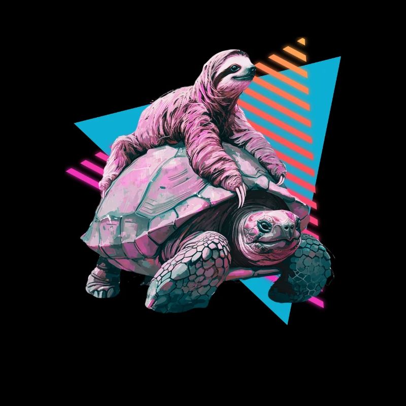 Faultier reitet Schildkröte