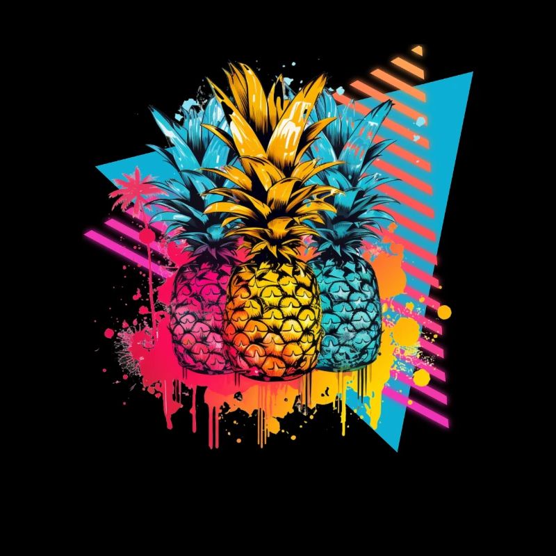 Pineapple Palms Splashes of Paint Splashes