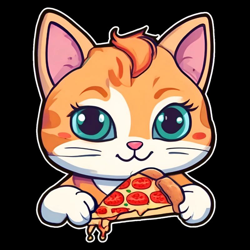 Le chat adore la pizza