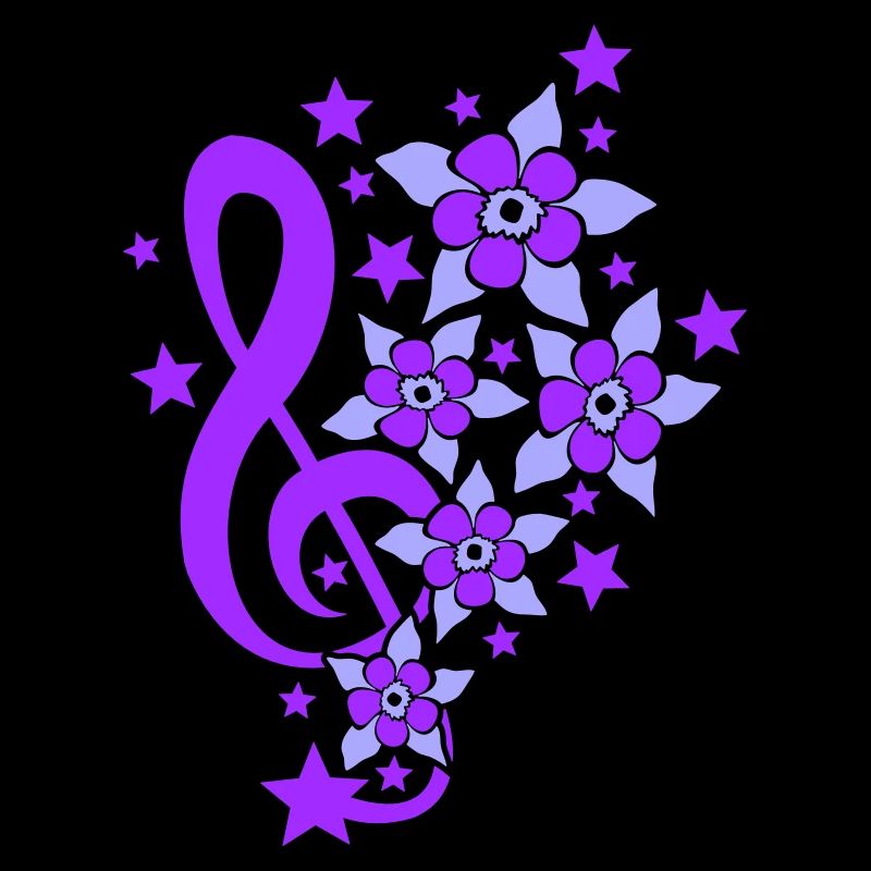 Clé de musique note belles étoiles fleurs