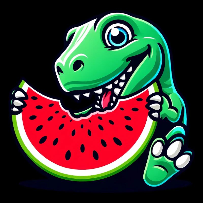 Sweet T-Rex Dino mange de la pastèque plus fruitée