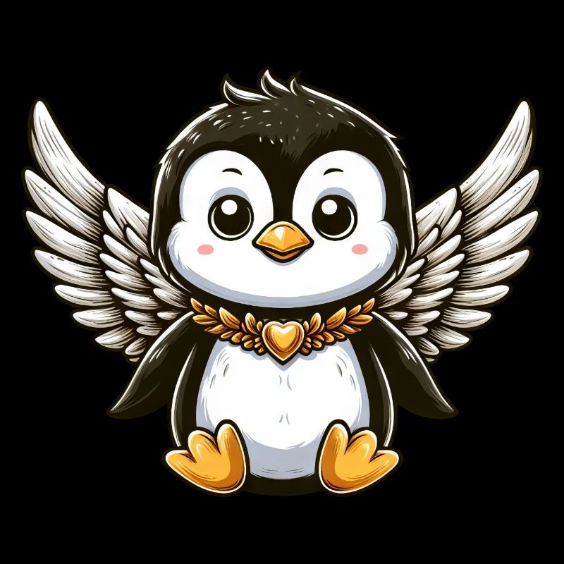 Süßer Pinguin Engel Comic Design