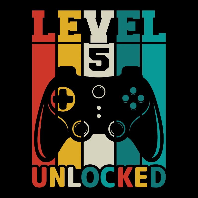 5 years 5th Birthday Level Unlocked Gaming