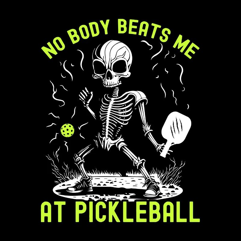 Spooky Pickleball Halloween Skeleton
