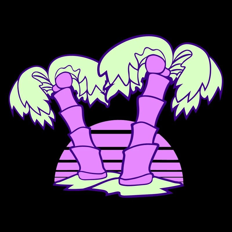 2 Palm Trees Island Tree Stripes Sun Sunset